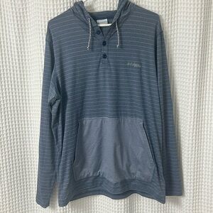 Columbia Men's PFG Slack Tide Henley Hoodie Blue Stripes Size M